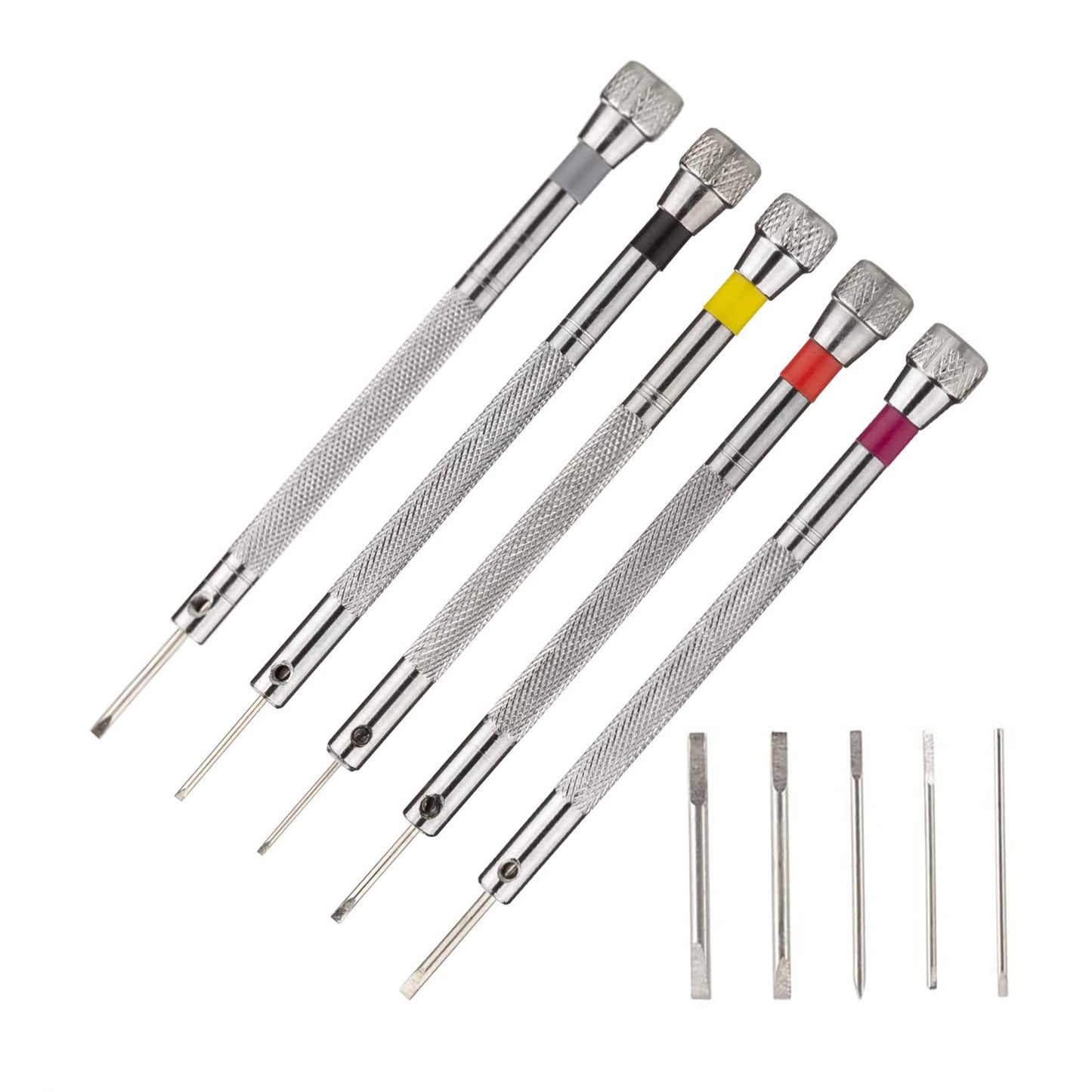 Outil 5 Tournevis Plat pour Montres, bijoux - avec Embout de Rechange