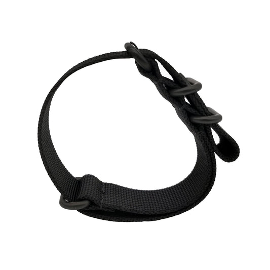 ZULU Nylon Watch Strap Full Black / Black Buckle - Men's - Stiff and Thick 2mm