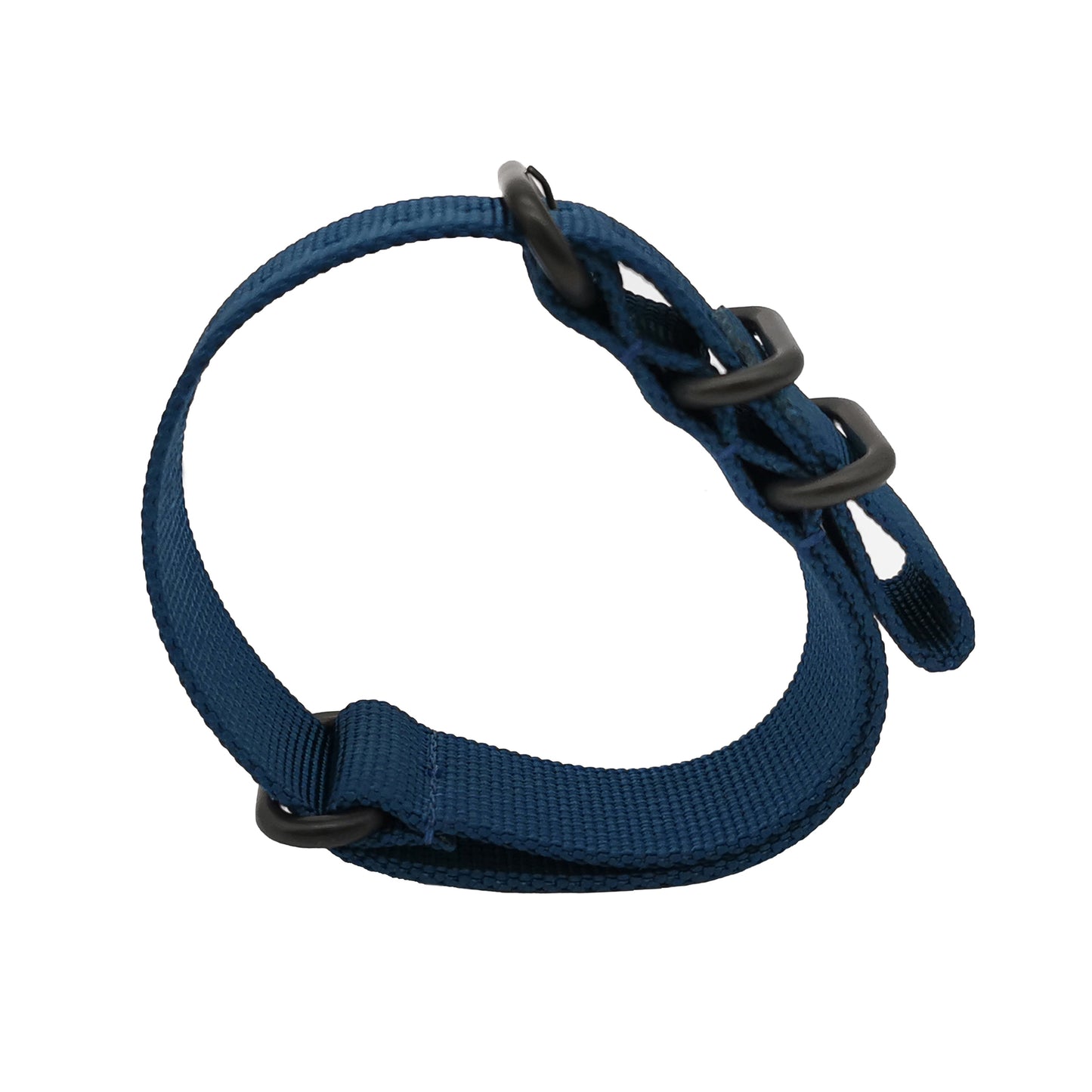 Masar ZULU Bracelet Nato 18mm Nylon - Bleu / Boucle Noir - Homme - Strap Raide et épais 2mm
