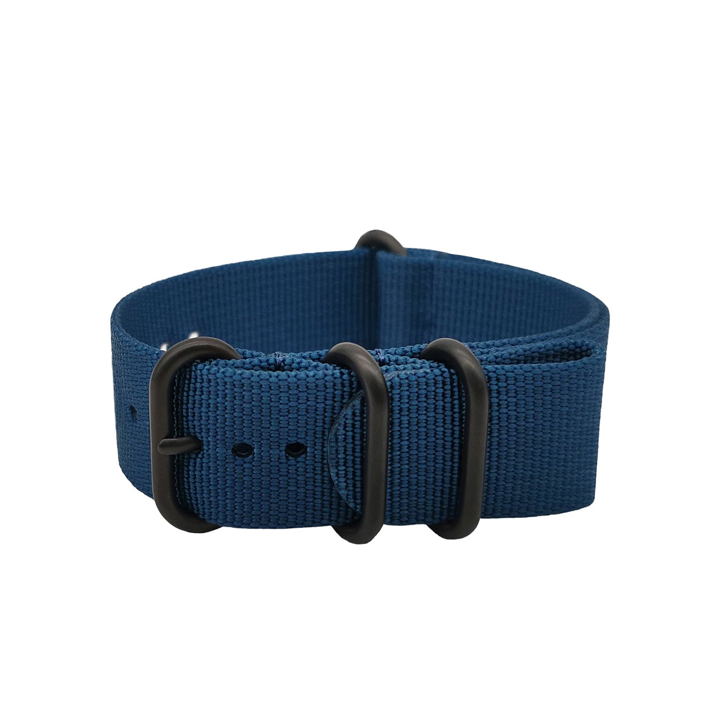 Masar ZULU Bracelet Nato 18mm Nylon - Bleu / Boucle Noir - Homme - Strap Raide et épais 2mm