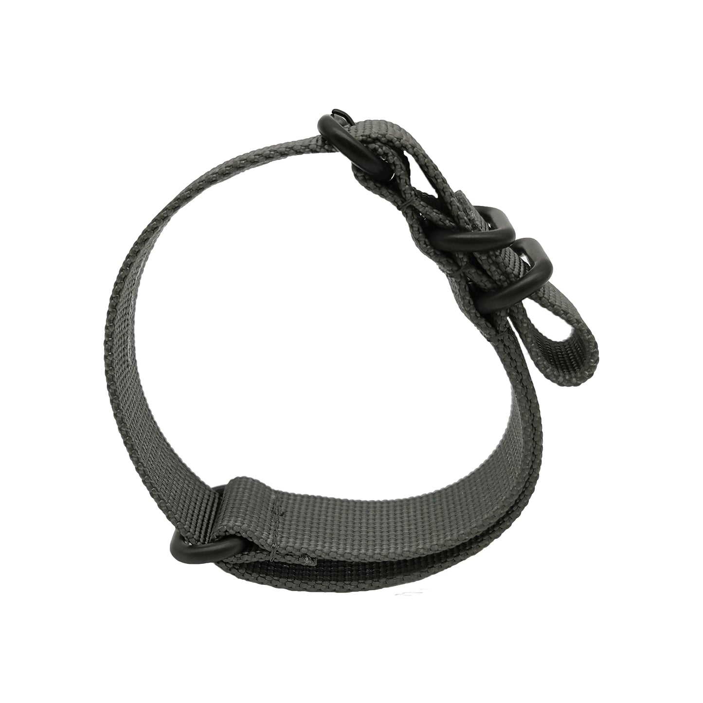 Masar ZULU Bracelet Nato 20mm Nylon - Gris / Boucle Noir - Homme - Strap Raide et épais 2mm