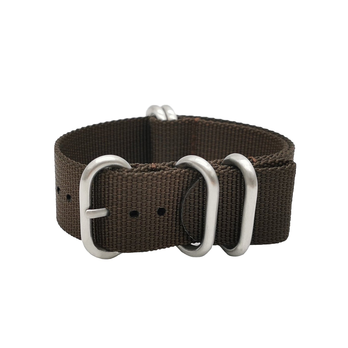 Masar ZULU Bracelet Nato 22mm Nylon - Marron / Boucle Satin - Homme - Strap Raide et épais 2mm