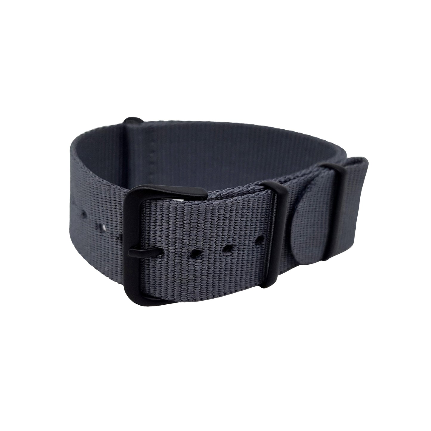 Masar Bracelet NATO 24mm Nylon Gris foncé / Boucle Noir - Souple - Montres légères hommes femmes - Épaisseur 1mm