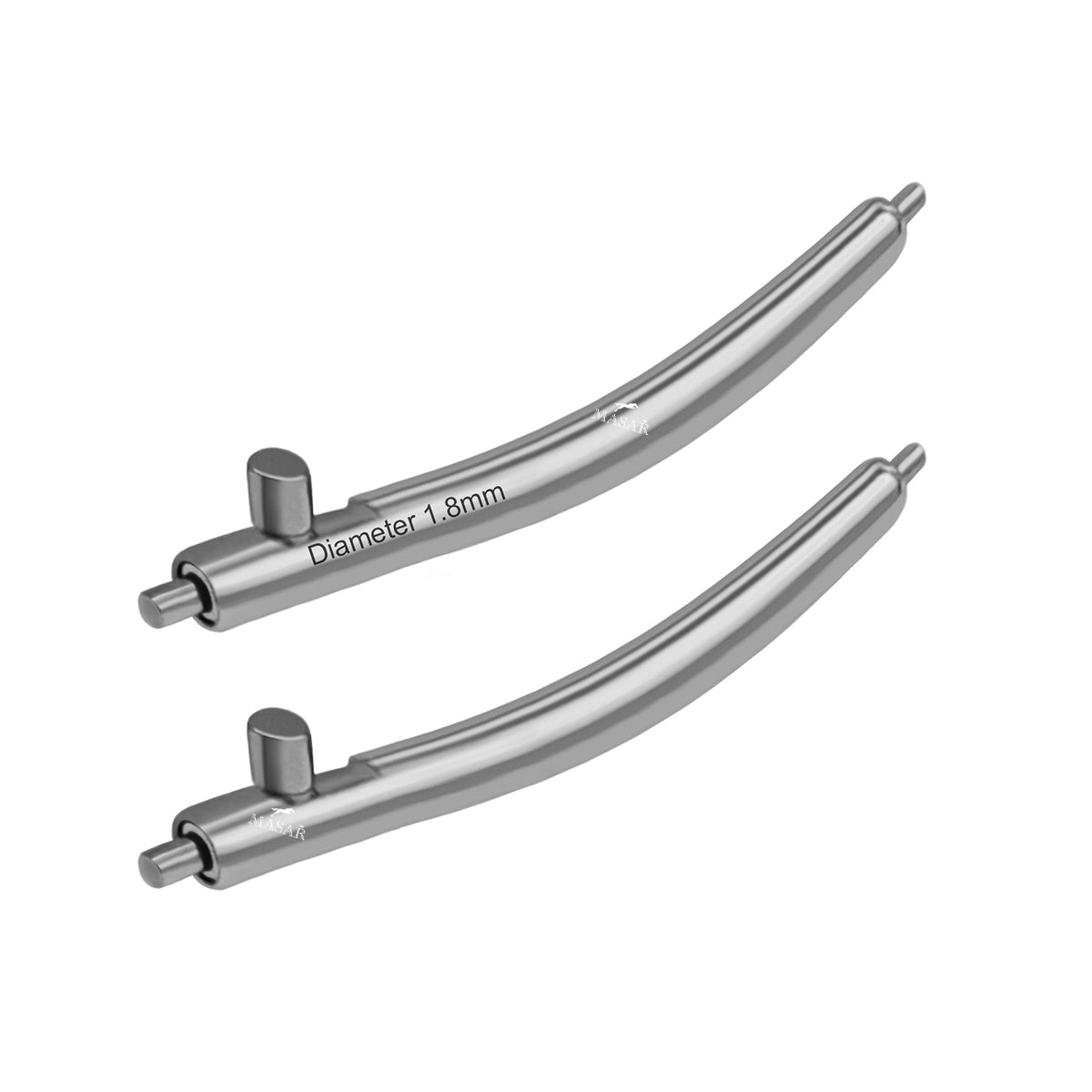 Masar XESC Ø 1.8mm - Pasador de correa de reloj - Palanca de liberación rápida - Curvado, doblado - 0.8mm - Acero inoxidable 316L - 2 piezas