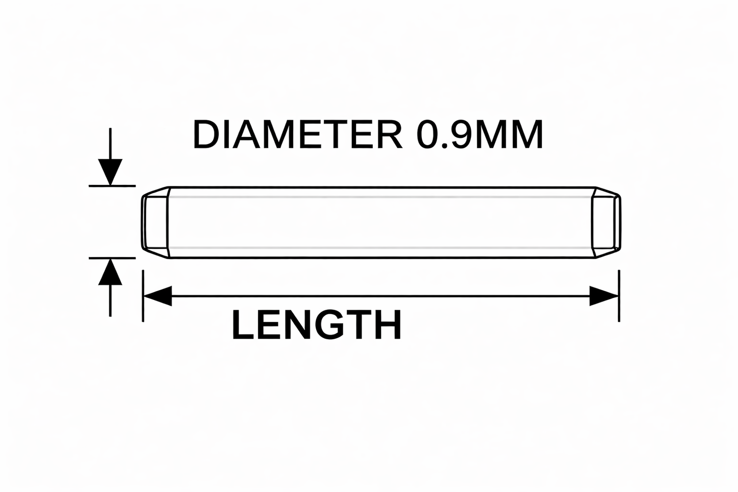 Masar Pin Ø 0.9mm - Solid Round Spring Bar for Watch Bracelet - 316L Stainless Steel - 2 Pcs