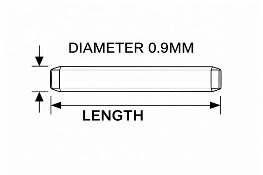Perni Ø 0,9mm - Barretta Tonda Piena per Bracciale di orologio - Inox 316L - 2 Pz