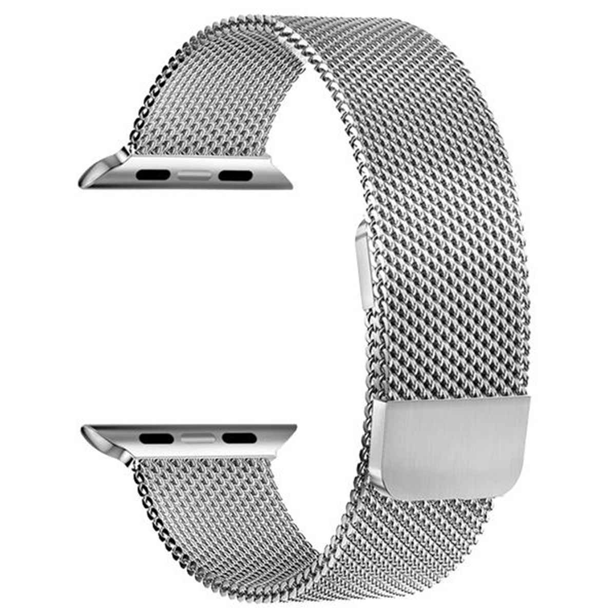 Bracciale Milanese Argento Compatibile con Apple Watch - Doppio Magnetico
