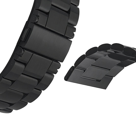 Masar Bracelet de Montre 22mm à Maillons Acier Inoxydable 304L - 3 Rangées - Noir