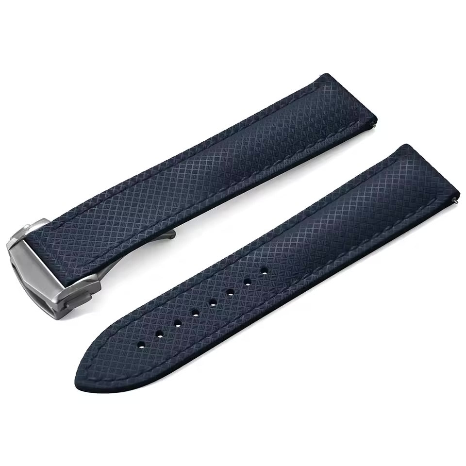 Masar Blue Marine FKM Rubber Watch Strap - Racing / Deployment Buckle / Quick Release