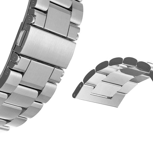 Masar Bracelet de Montre 22mm à Maillons Acier Inoxydable 304L - 3 Rangées - Argent