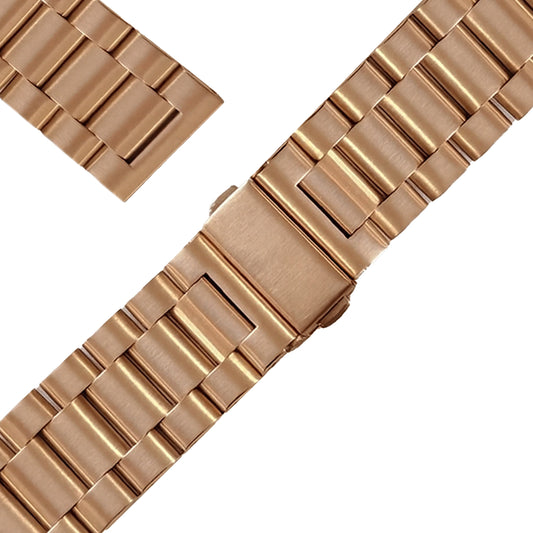 Masar Bracelet de Montre 22mm Doré Or Rore à Maillons Acier Inoxydable 304L - 3 Rangées