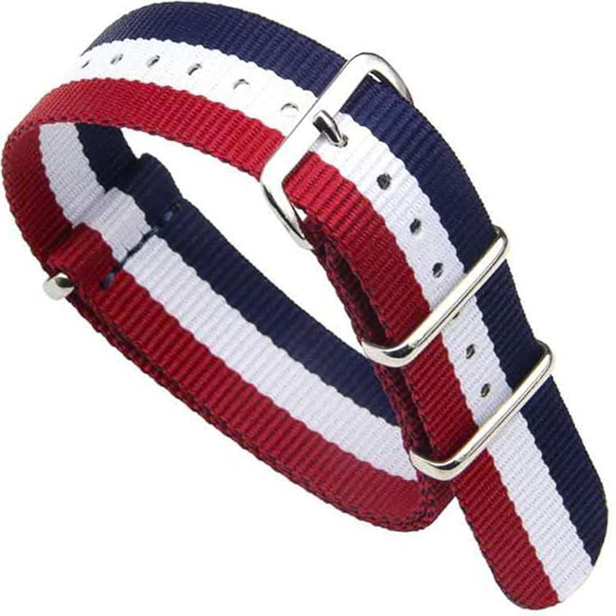 Masar Bracelet Nato Bleu Blanc Rouge - 16mm 18mm 20mm 22mm 24mm