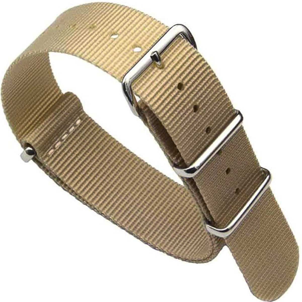 Masar Bracelet Nato Noir Khaki Kaki - 16mm 18mm 20mm 22mm 24mm
