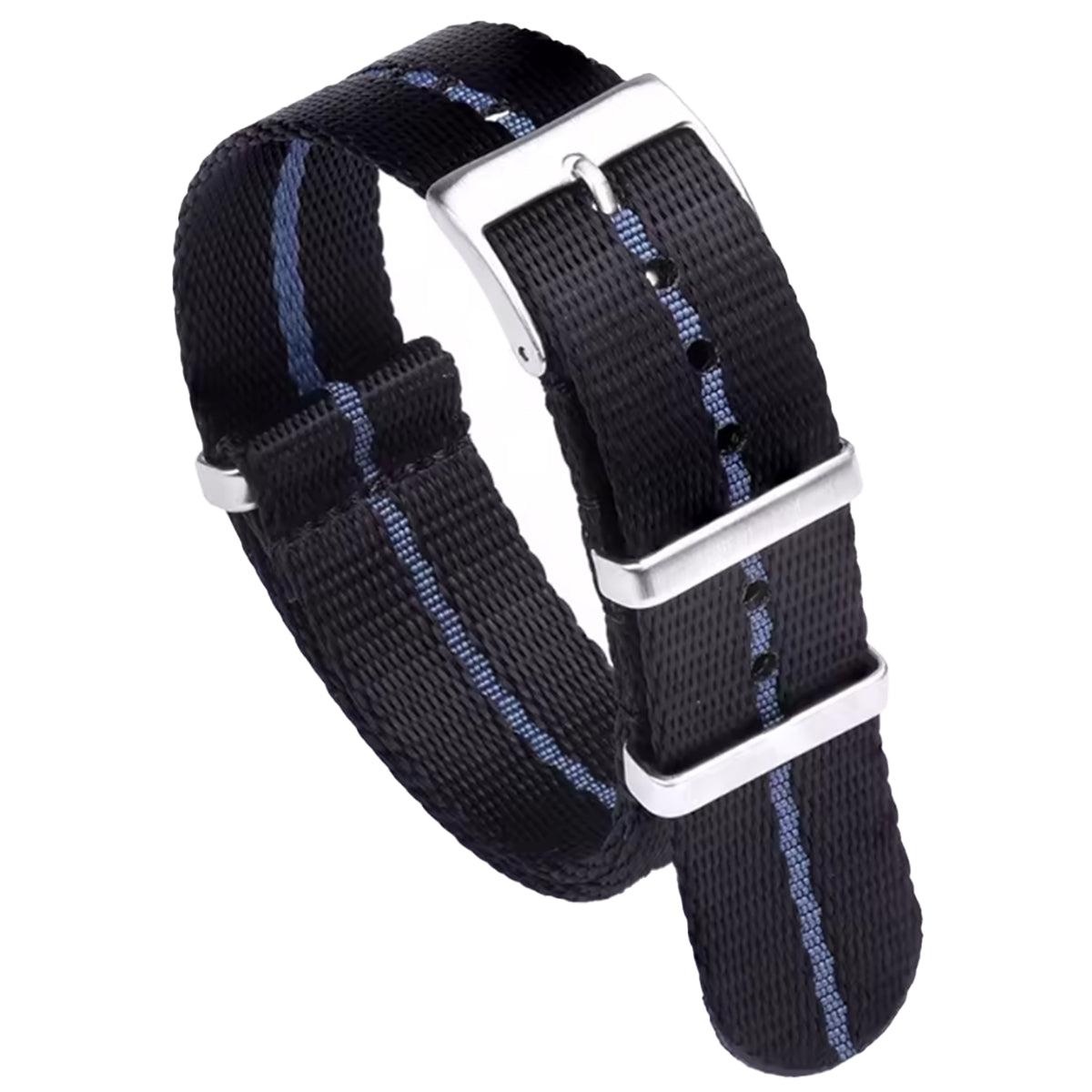 Masar Bracelet Nato 22mm G10 Nylon Noir Bleu