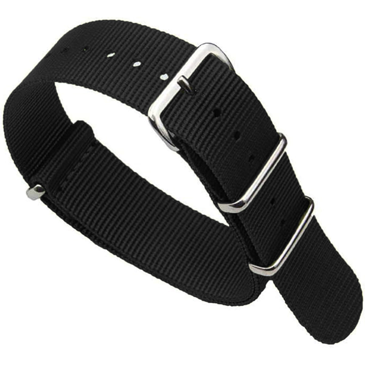 Masar Bracelet Nato Noir Nylon - 16mm 18mm 20mm 22mm 24mm