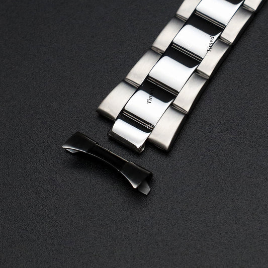 Bracelet Montre Acier pour Rolex Oyster - Maillons sans Jeu - Embouts courbés pour Femme - 12, 14, 16 mm