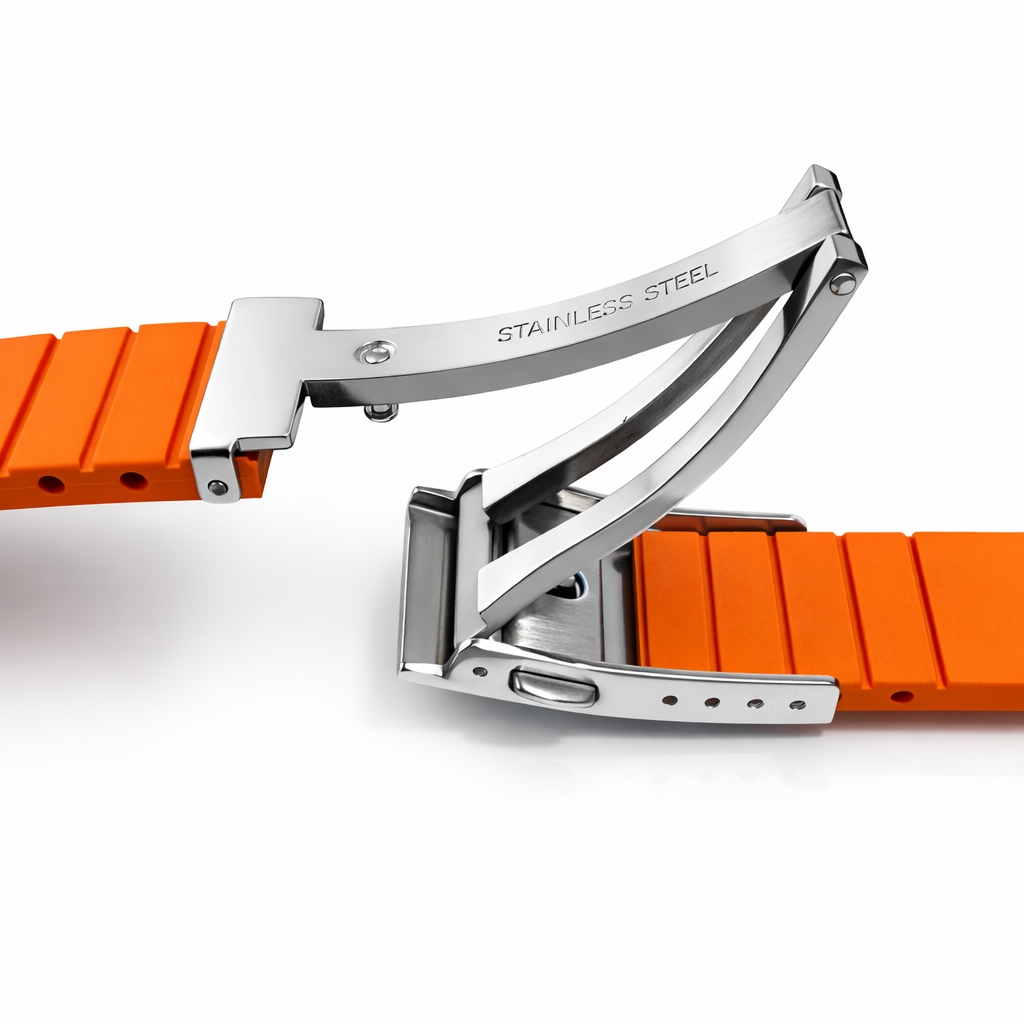 Boucle Déployante pour Bracelet de Montre - Fermoir papillon - Acier Brossé / Poli Miroir – Épaisseur Bracelet ≤ 5,30mm - 1 Pc