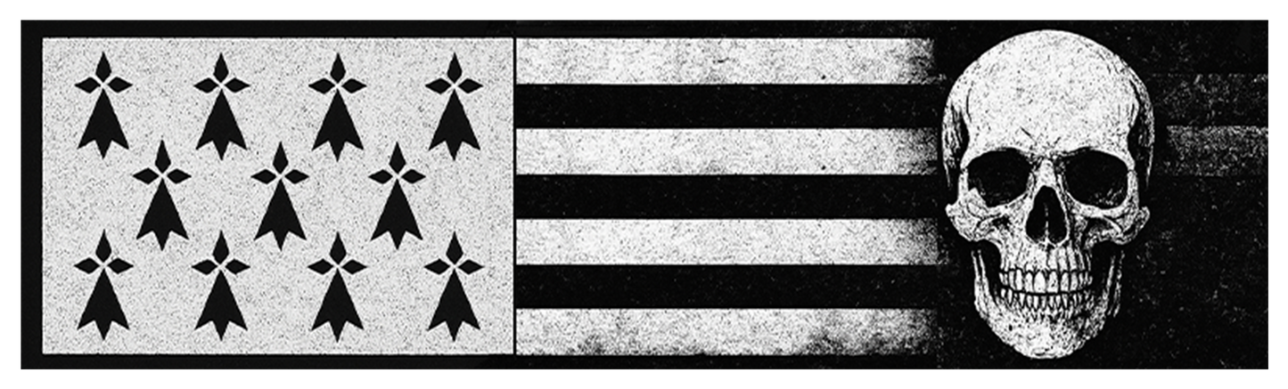 Pegatinas Bandera Tradicional Bretona Mod – Gwenn ha Du – Bretaña Breizh – 36 x 89 mm
