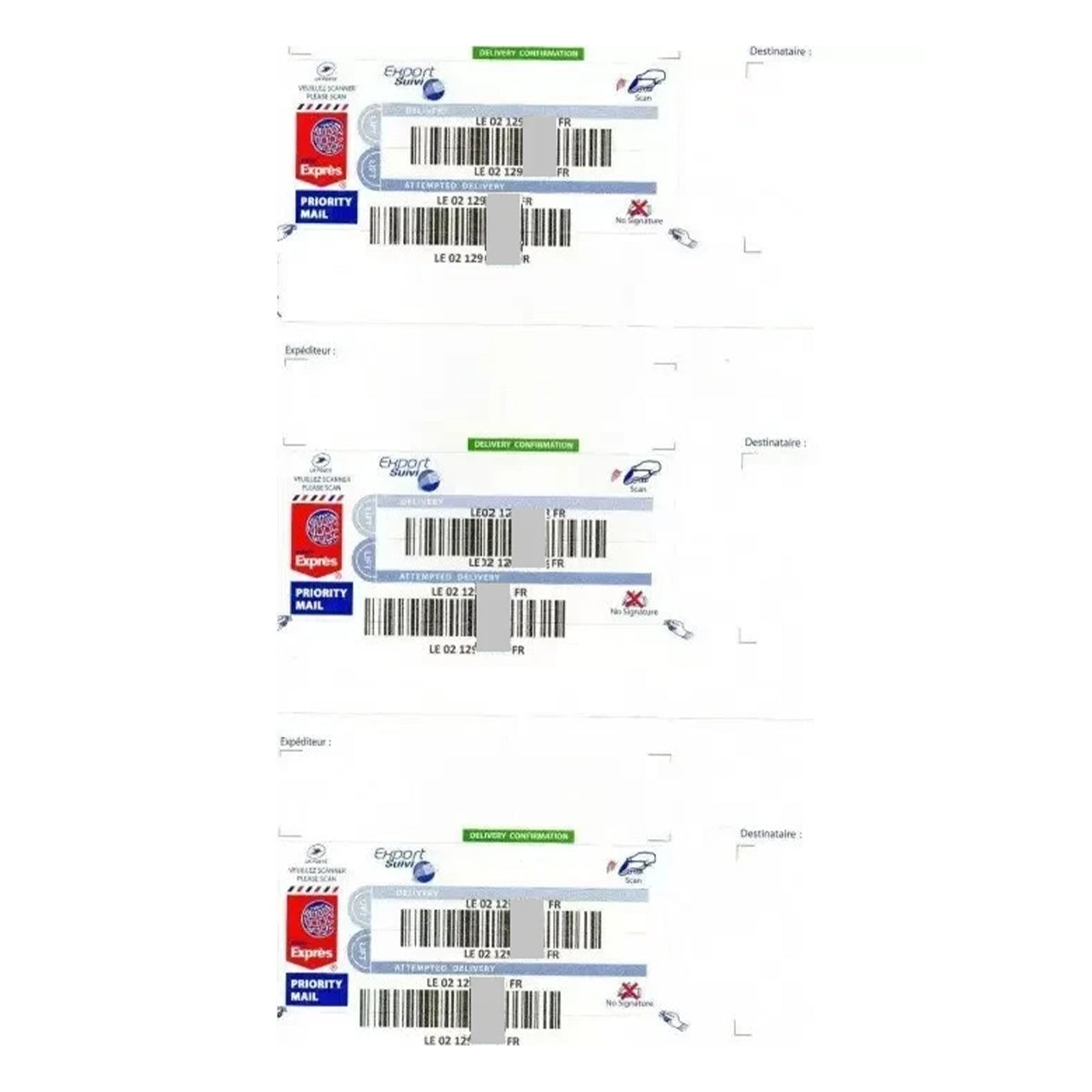 Etichette EXPORT TRACKING Adesivo internazionale LA POSTE Lettera World Express