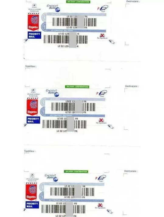 Etichette EXPORT TRACKING Adesivo internazionale LA POSTE Lettera World Express 300 pezzi