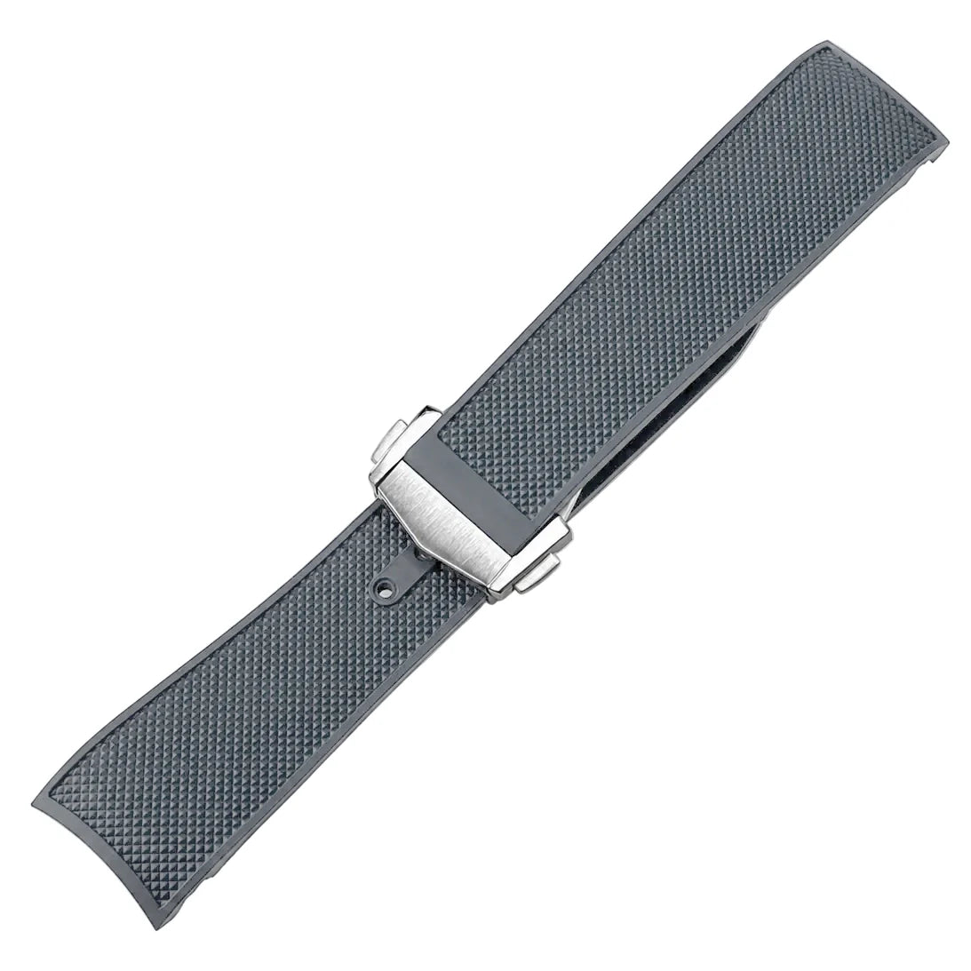 FKM Rubber Watch Strap Compatible with Longines Hydroconquest 21mm - Deployment Buckle / Curved