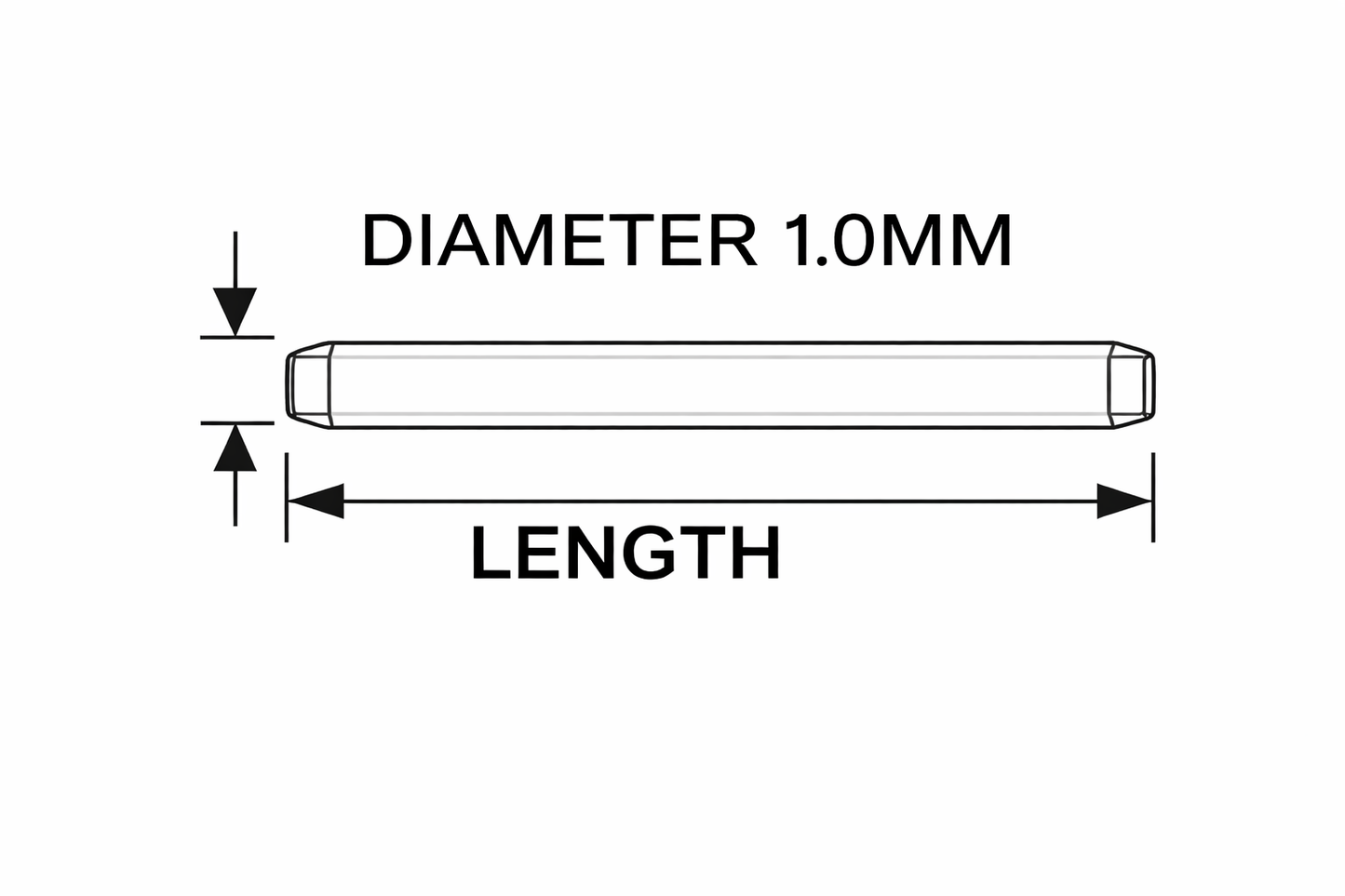 Masar Spring Bar Ø 1.0mm - Solid Round Pin for Watch Strap - 316L Stainless Steel - 2 Pcs