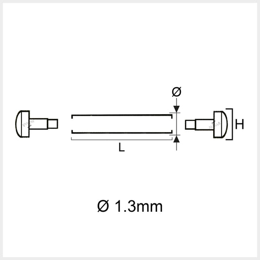 Perno a Rivetto - Ø 1,3mm – Barretta per Bracciale di Orologio - Testa H Ø 1,8mm - 2 Pz