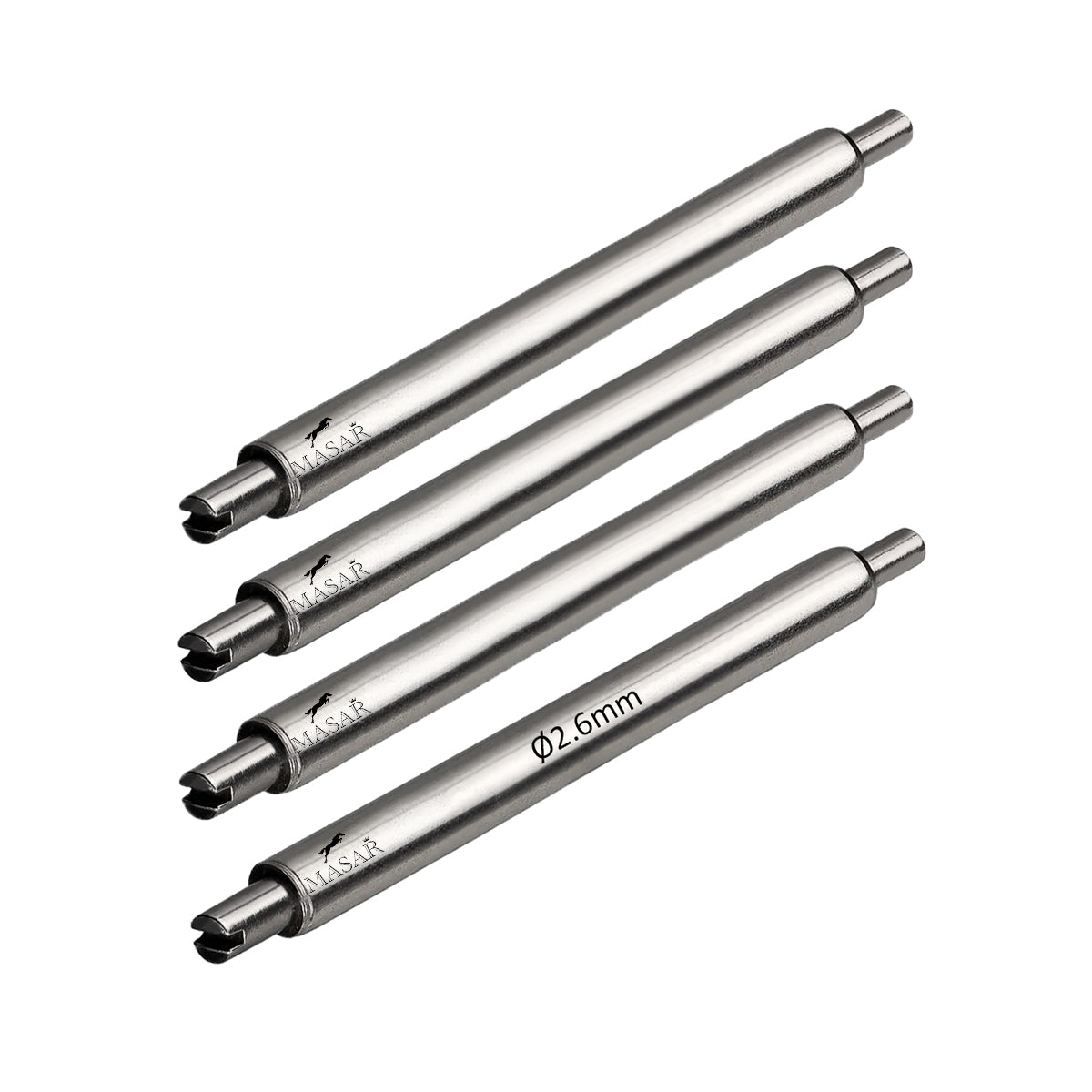 Cierre de barra de resorte 316L de acero inoxidable de 22 mm, 24 mm y 26 mm de diámetro y 2,6 mm compatible con Panerai de Masar, 4 unidades