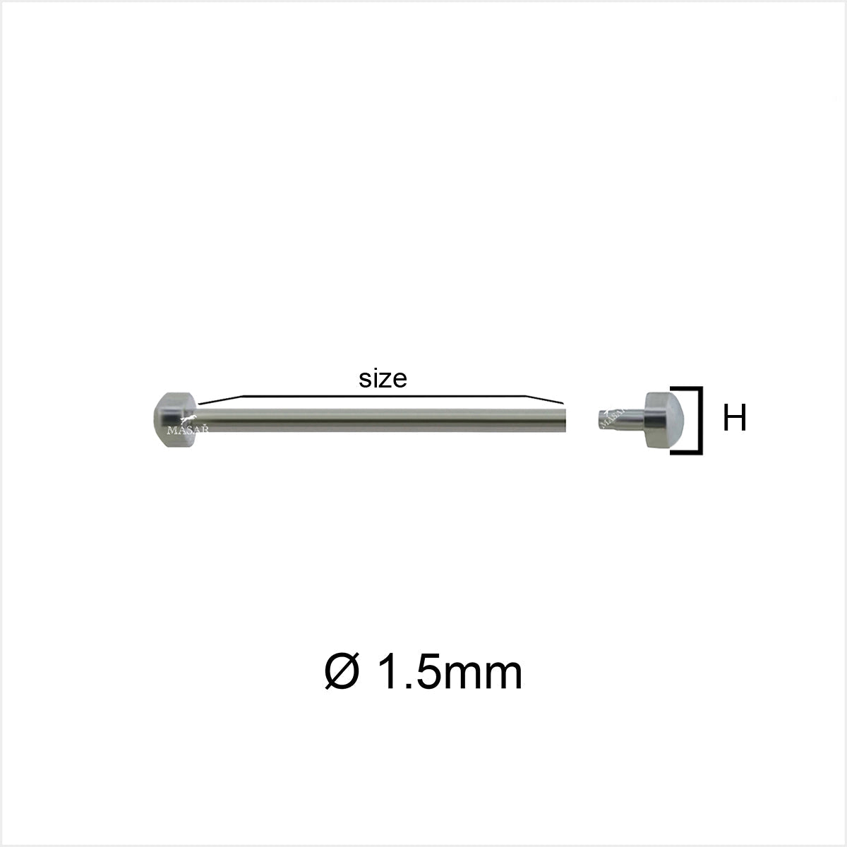 Remache - 20 mm a 28 mm Ø 1,5 mm - Cabeza H Ø 3,5 mm o 4,0 mm - Cierre de correa de reloj - Oro/Oro - 2 piezas