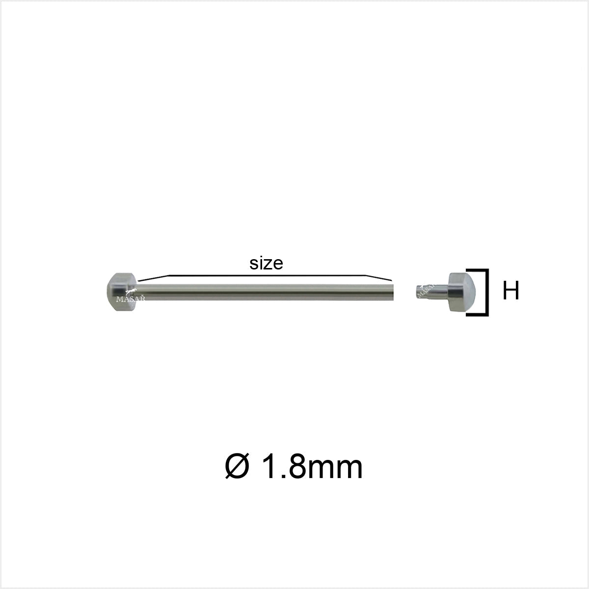 Remache - 22mm a 36mm Ø 1.8mm - Cabeza H Ø 3.9mm - Cierre para correa de reloj - 2 uds
