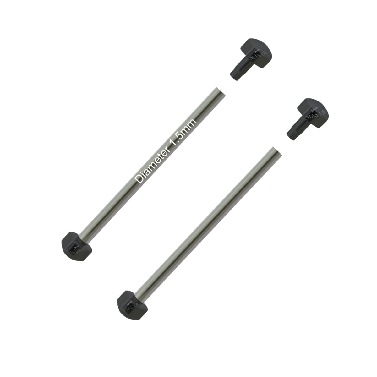 Rivet - 20mm à 28mm Ø 1,5mm - Tête H Ø 3,5mm ou 4,0mm - Fixation pour bracelet de montre - Noir - 2 Pcs