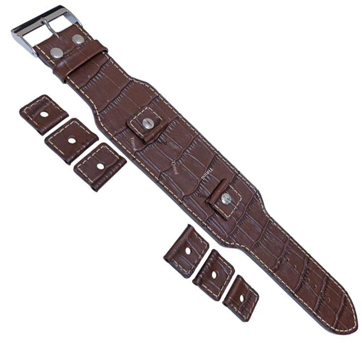 4 Color - Bracelet de montre Cuir Brassard Manchette - 45mm de large - pour entre-corne de 18mm 20mm 22mm 24mm - Style Crocodile