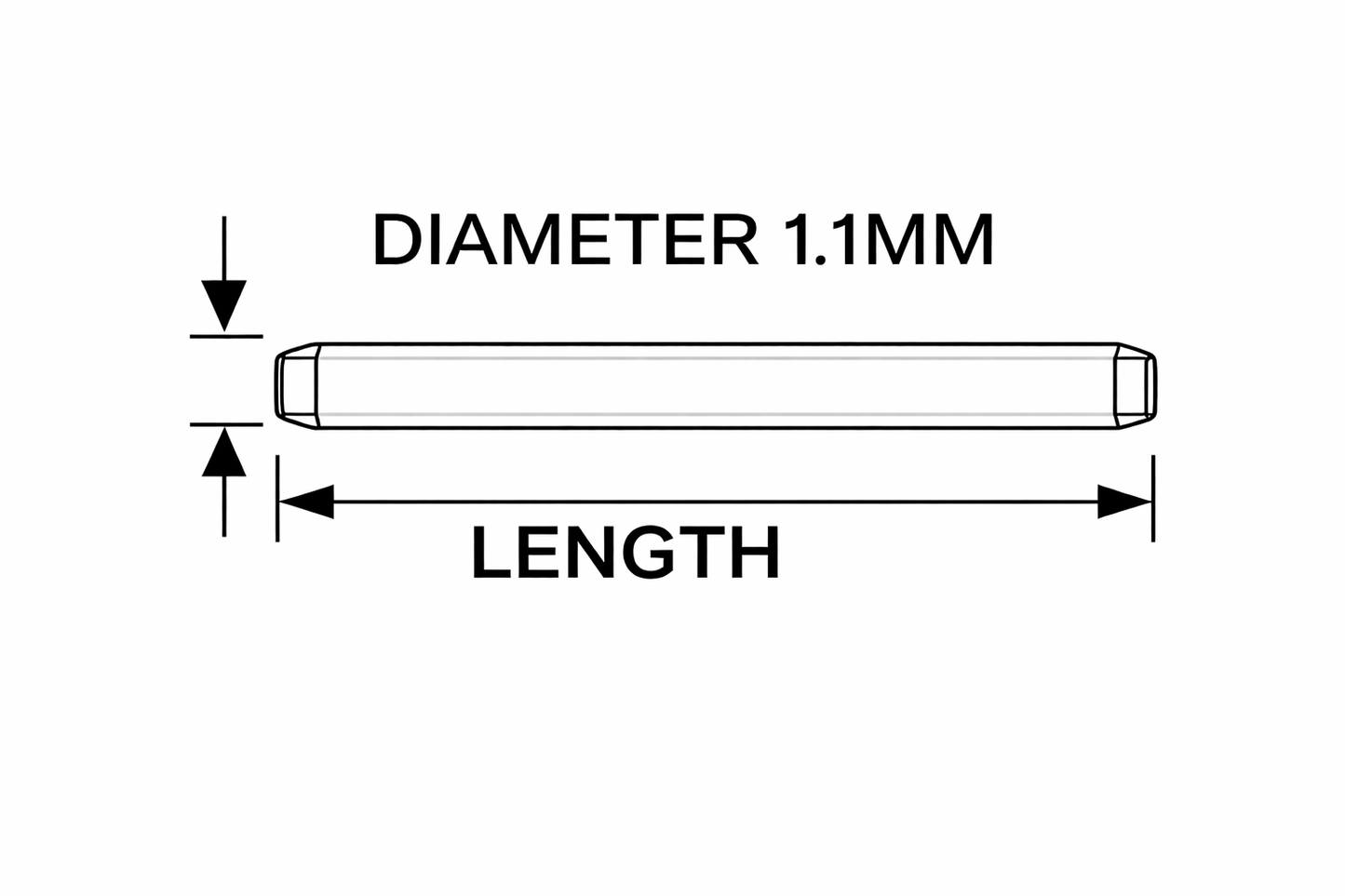 Masar Pin Ø 1.1mm - Round Solid Bar for Watch Strap - 316L Stainless Steel - 2 Pcs