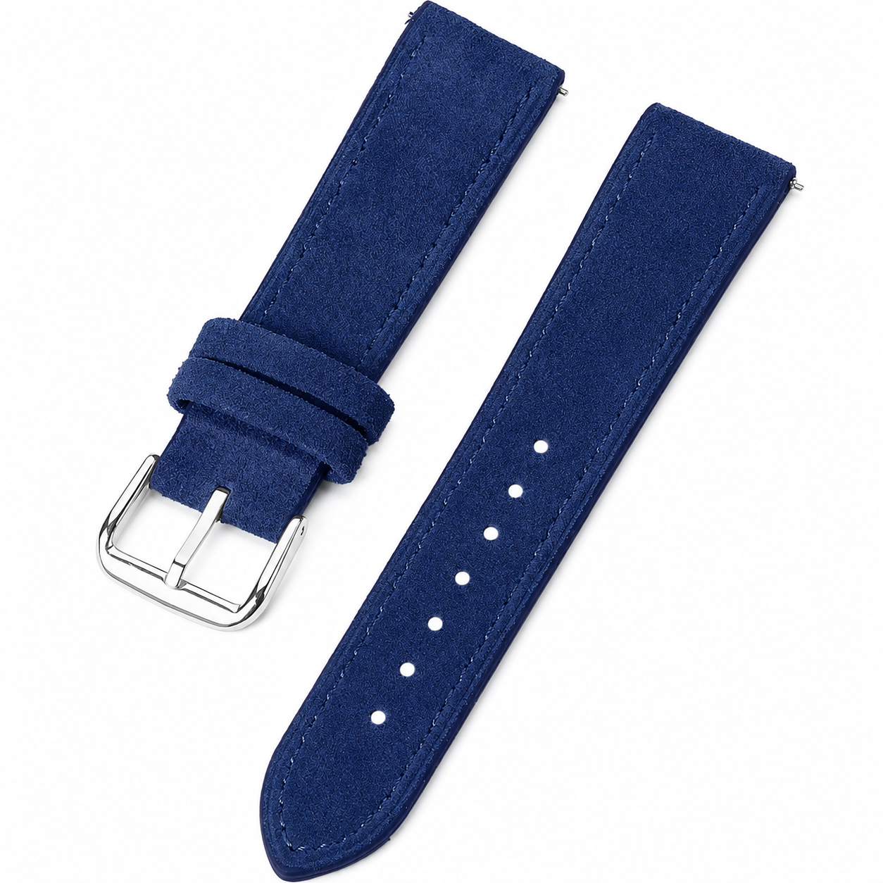 Suede Leather Watch Strap - Tone-on-tone Stitching - Quick Release / Pin Buckle - Universal