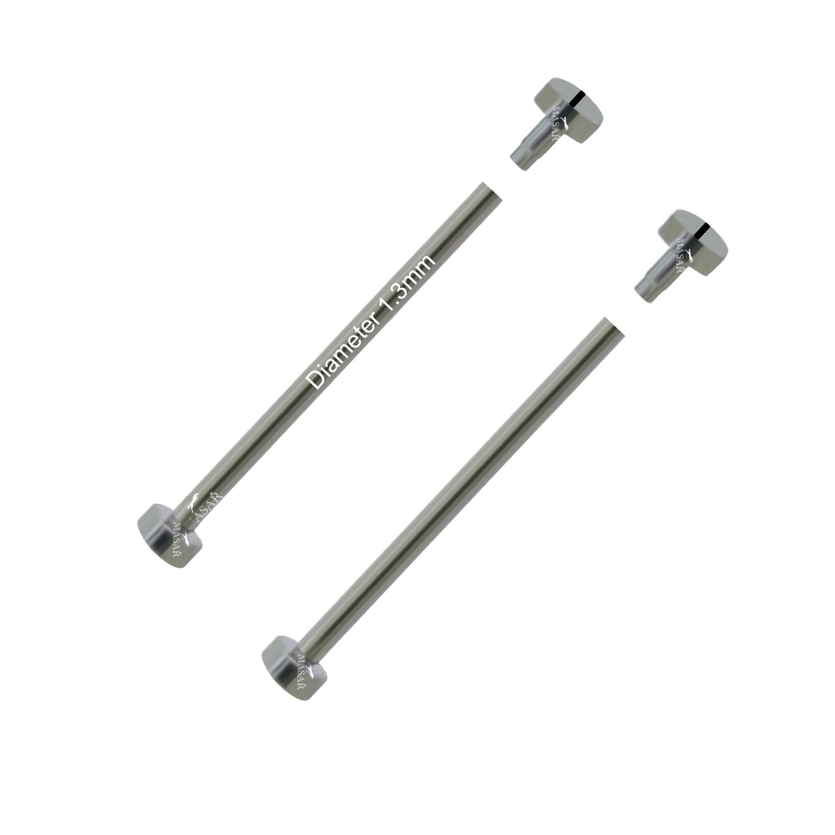 Remache - 10mm a 28mm Ø 1,3mm - Cabeza plana H Ø 4,0mm, Tornillo de imitación - Cierre para correa de reloj - 2 uds.