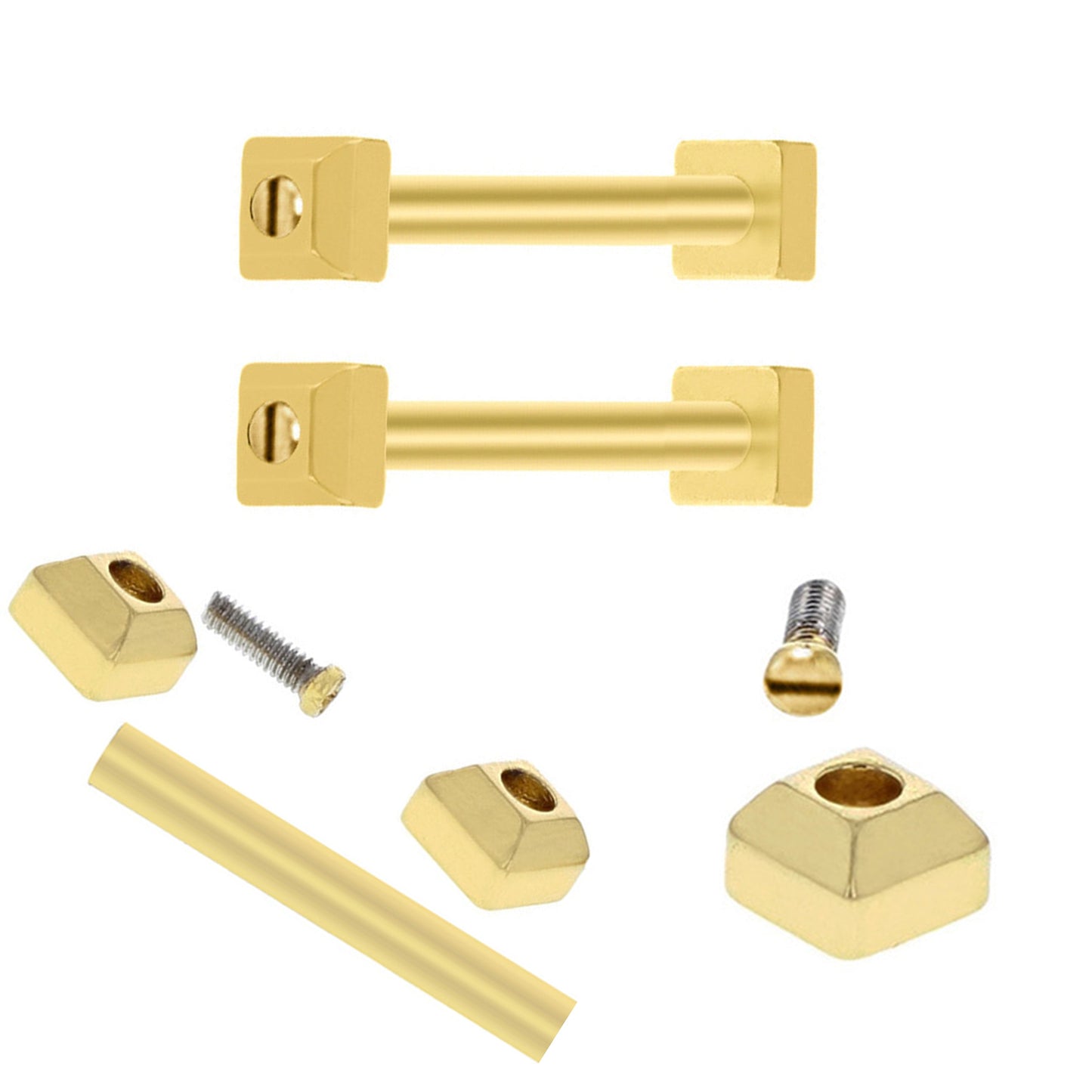 Tubos Masar - Barras de tornillo - Pasador de tornillo para correa de reloj - Compatible con Cartier Pasha - Color dorado o plateado - 2 piezas