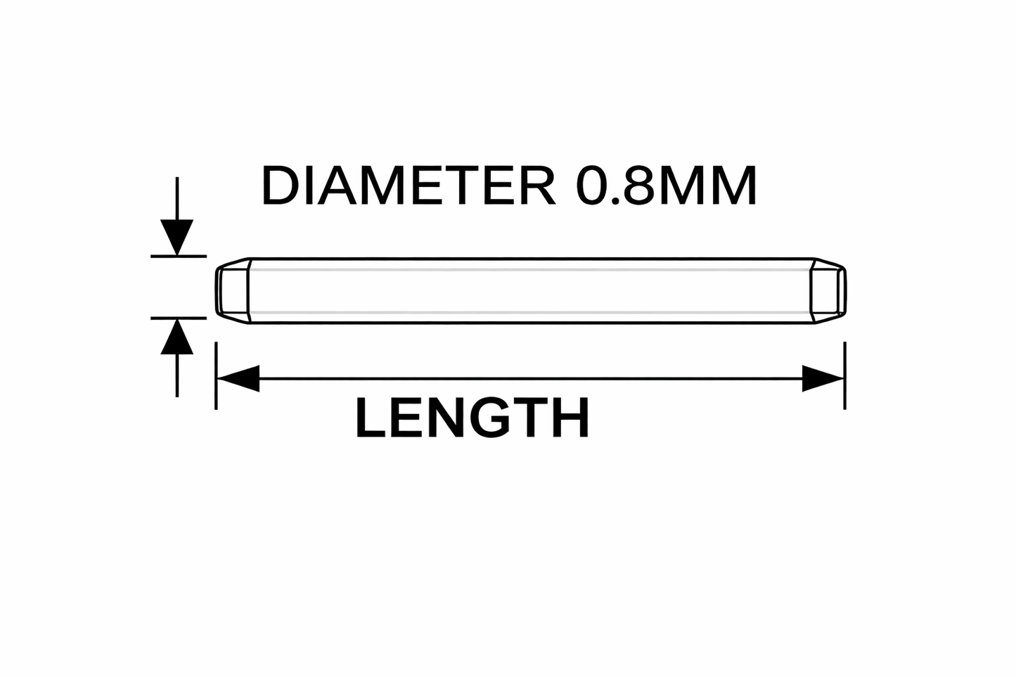 Masar Pin Ø 0.8mm - Solid Round Bar for Watch Strap - 316L Stainless Steel - 2 Pcs