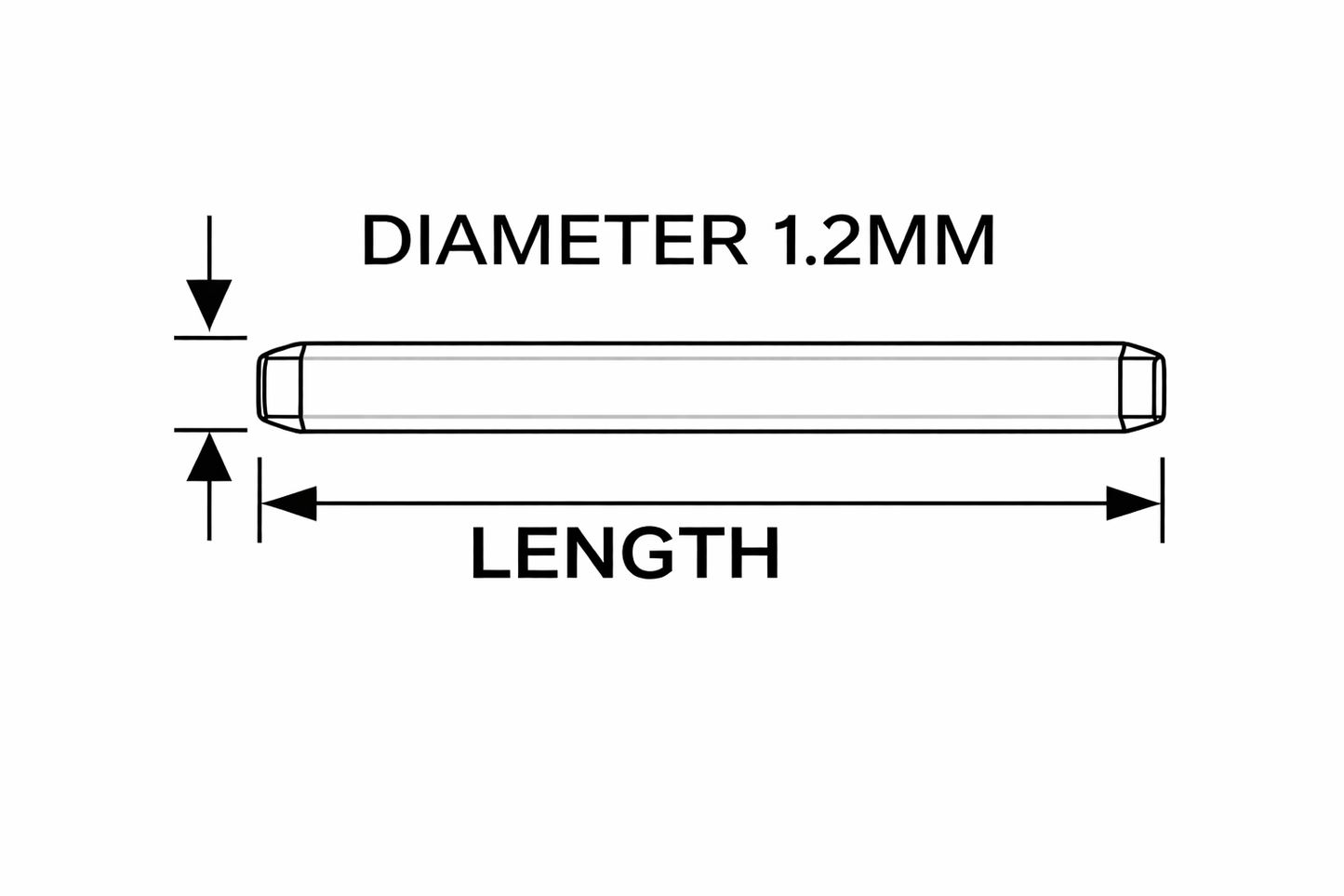 Perno di giunzione Ø 1,2mm - Barra tonda piena per bracciale di orologio - Acciaio inox 316L - 2 Pz