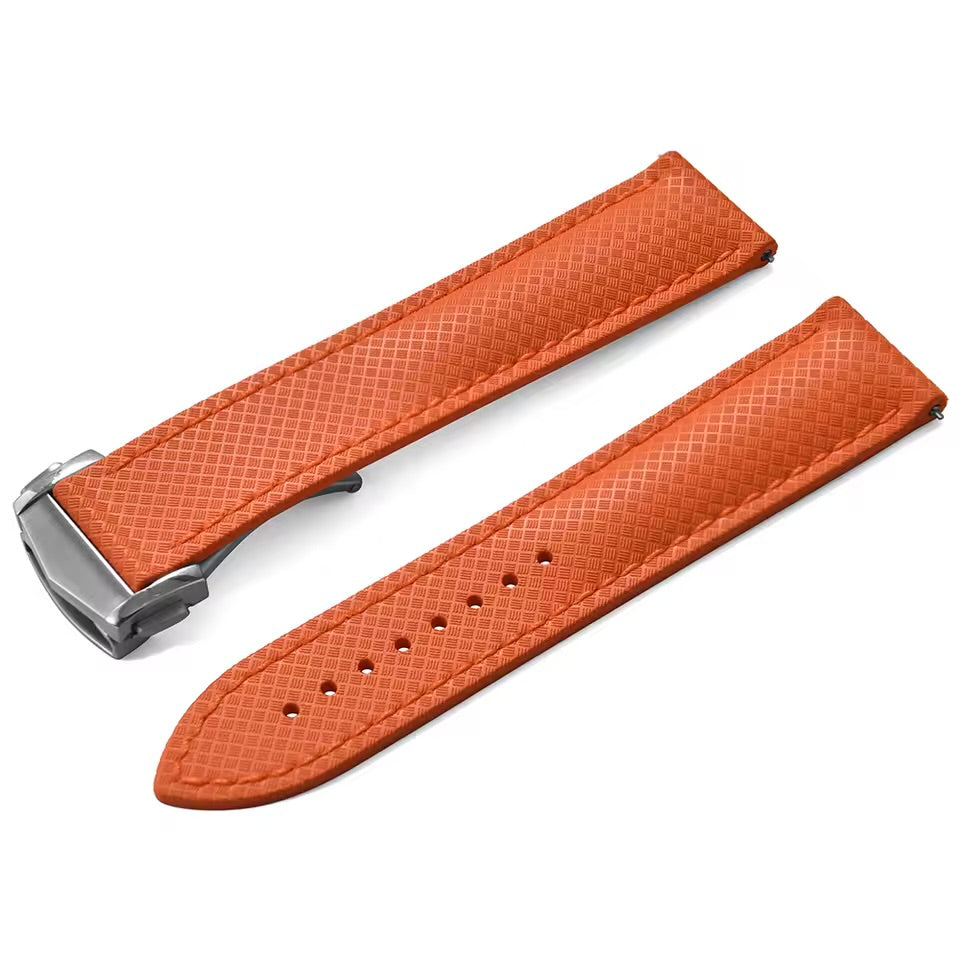 Masar Orange FKM Rubber Watch Strap - Deployant Buckle / Racing / Quick Release