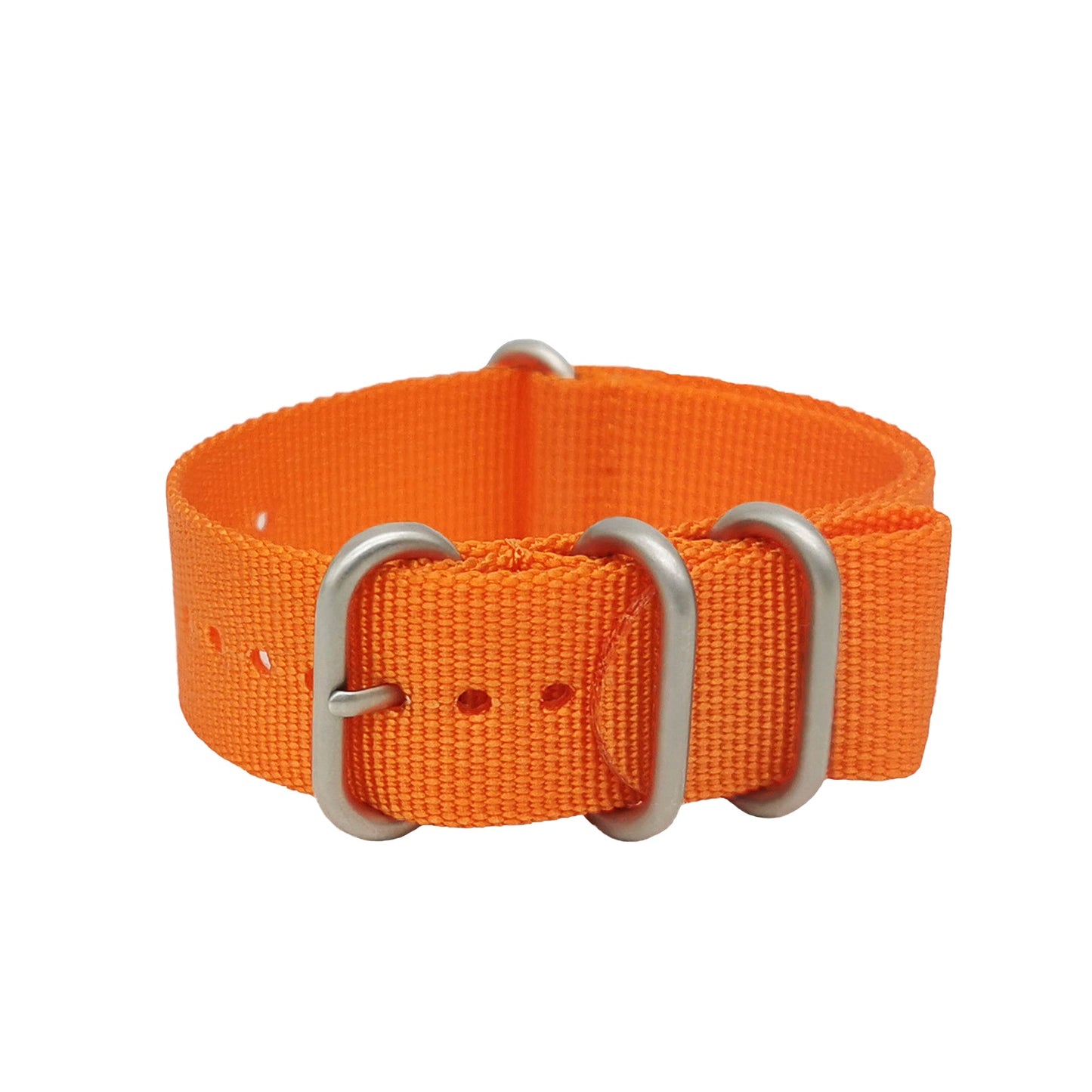 Masar ZULU Bracelet Nato 22mm Nylon - Orange / Boucle Satin - Homme - Strap Raide et épais 2mm