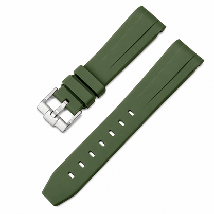 Cinturino Masar 20mm in Gomma FKM Compatibile con Rolex e altri - Fibbia Ad Ardiglione - Curvo / Premium