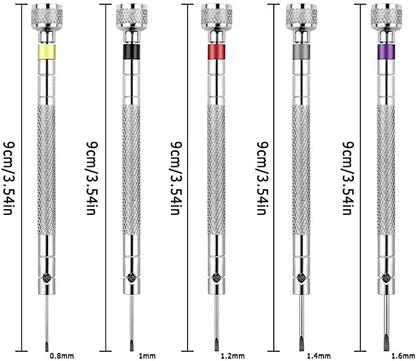 Outil 5 Tournevis Plat pour Montres, bijoux - avec Embout de Rechange
