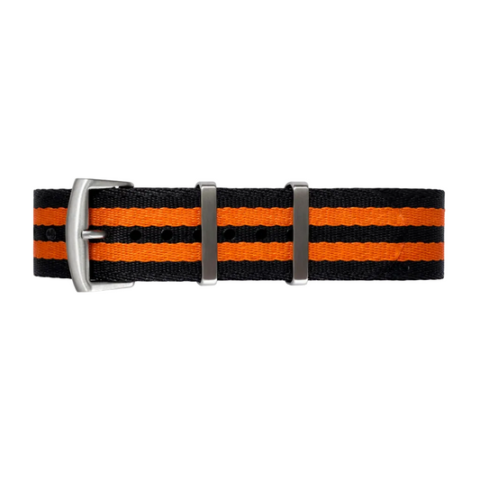 Masar Bracelet Montre Nato Noir et Orange 2 Bandes - Nylon doux tressé