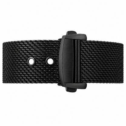 Black Milanese Watch Bracelet Ø 0.6mm - Omega Style / Deployant Buckle – Men’s – Quick Release / Universal