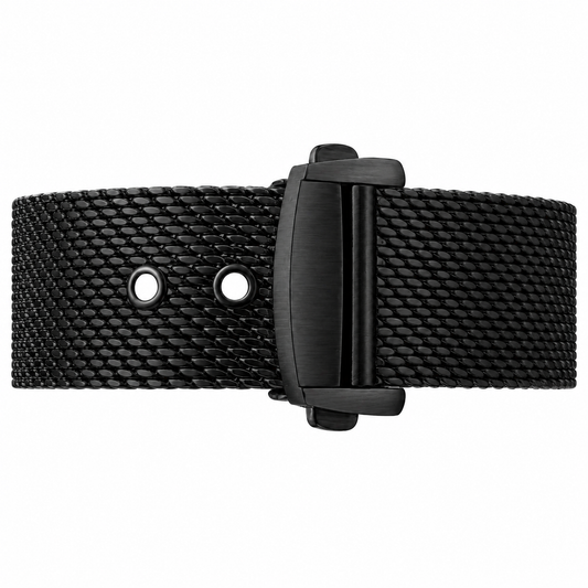 Bracelet Montre Milanais Noir Ø 0,6mm - Style Omega / Boucle Déployante – Homme – Rapide / Universel