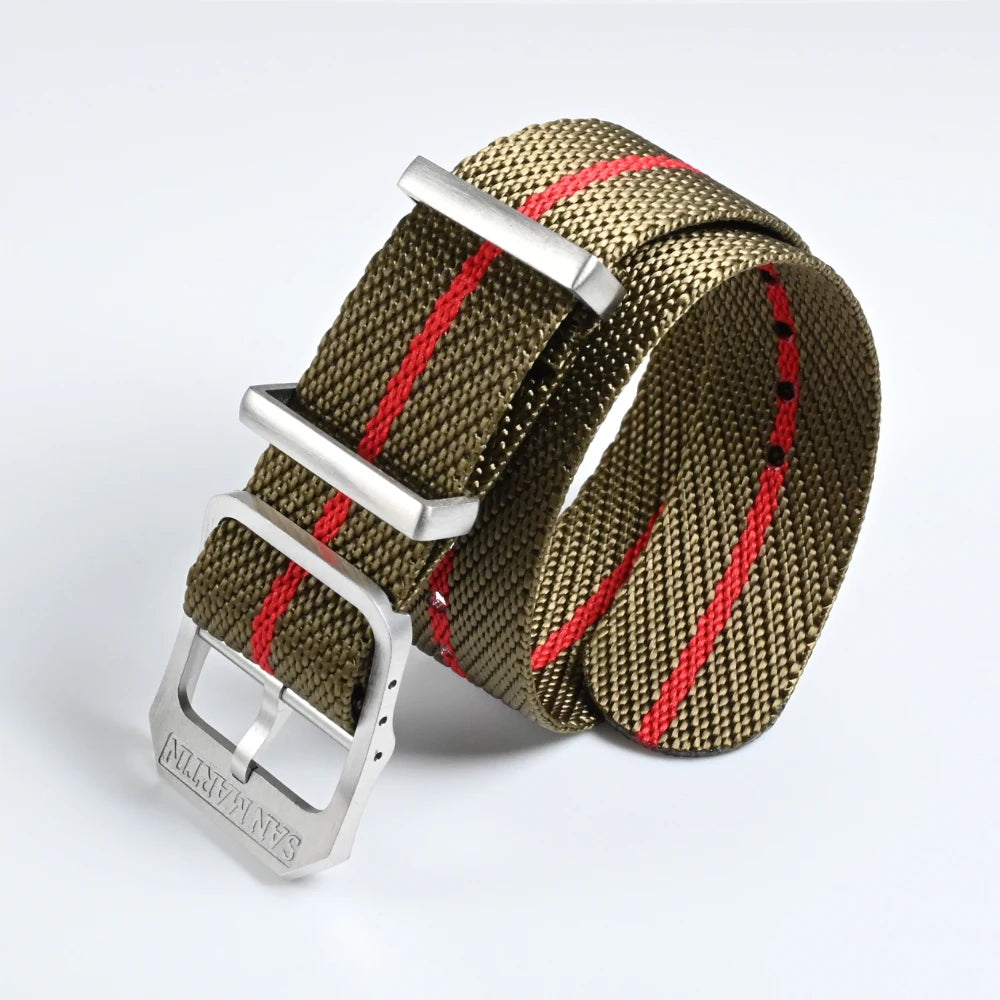 San Martin-Bracelet de montre pilote en nylon, 20mm, universel, sport, parachutiste, haute qualité