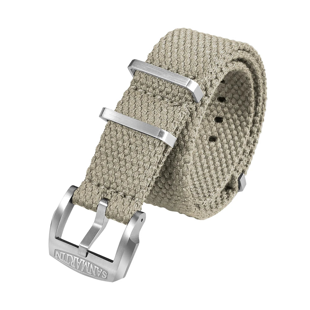 Cinturino per orologio San Martin in lino intrecciato 22 mm 20 mm cinturino per orologio da paracadutista cinturino in tessuto fibbia traspirante BD0012