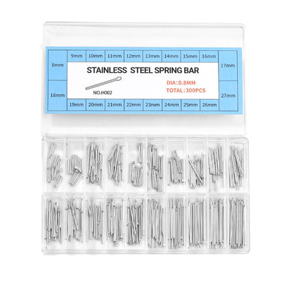 300 pièces de goupilles fendues pour bracelet de montre en acier inoxydable avec boîte, assortiment de goupilles de maillons de bracelet de montre, outils de réparation de montres
