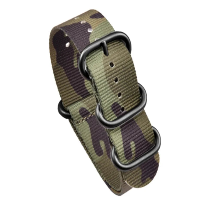 Haute qualité Camouflage cinq anneaux bracelet en Nylon bracelet de sport 20MM 22MM décontracté hommes femmes montre accessoires