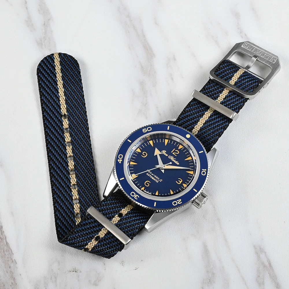 San Martin-Bracelet de montre pilote en nylon, 20mm, universel, sport, parachutiste, haute qualité